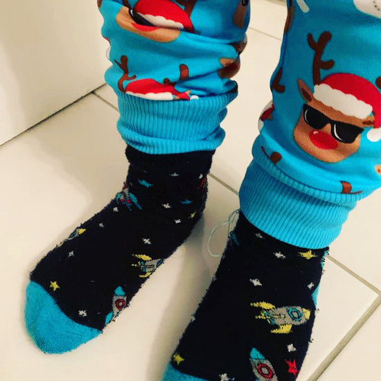 kids socks with space scene. Rockets, Spaceships and stars. made from bamboo