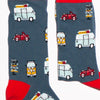Socks inspired by the van life and the road trip. Classic VW's hit take to the highways and off the beaten track hideaways. Perfect for those itchy feet... not literally. Our bamboo socks will ensure you are far from itchy feet but these guys may inspire some adventure! Soft. Strong, Sustainable. Comfortable.  Available in US Men’s 4-8 and 8-12