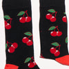 Cherry Socks! Fruity. One in a series of five pairs of socks each representing your favorite fruits. Buy individually or as part of your 5-A DAY! Buy 4 in the collection and get your 5th fruity pair for FREE! Who doesn't love cherries! The 5-A-DAY collection consists of Banana-rama, Strawberry Surprise, Cherry On Top, Perfect Pineapples and Melon Deliciousness.  Available in US Men’s 4-8 and 8-12. Soft. Strong. Sustainable. Comfortable. Incredible Socks.