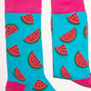 Watermelon Socks! Fruity. One in a series of five pairs of socks each representing your favorite fruits. Buy individually or as part of your 5-A DAY! Buy 4 in the collection and get your 5th fruity pair for FREE! Yum - melons! The 5-A-DAY collection consists of Banana-rama, Strawberry Surprise, Cherry On Top, Perfect Pineapples and Melon Deliciousness. Soft. Strong. Comfortable. Sustainable.   Available in US Men’s 4-8 and 8-12