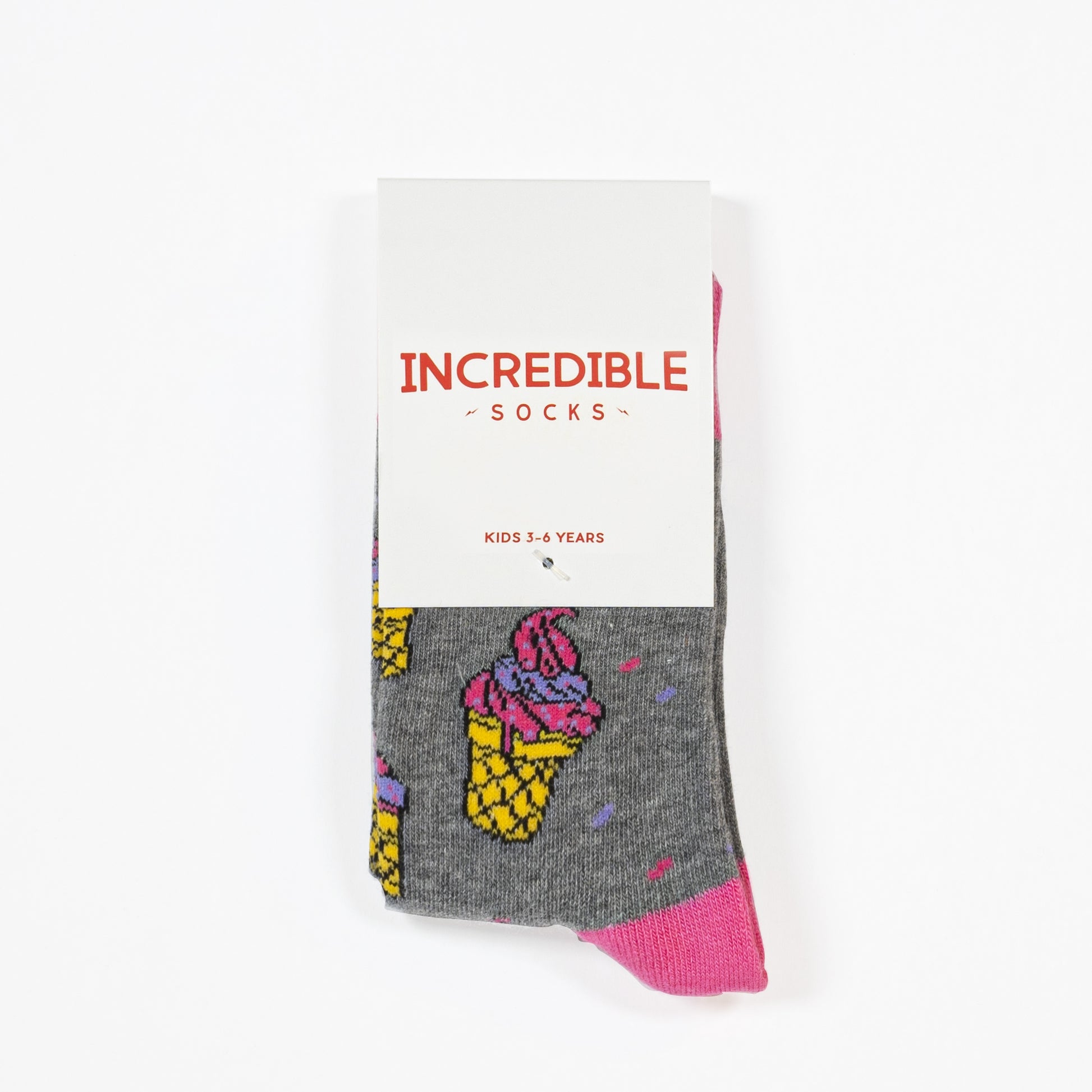 Kids socks with colorful ice cream. Made from sustainable bamboo.