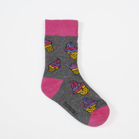 Kids socks with colorful ice cream. Made from sustainable bamboo.