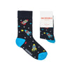kids socks with space scene. Rockets, Spaceships and stars. made from bamboo